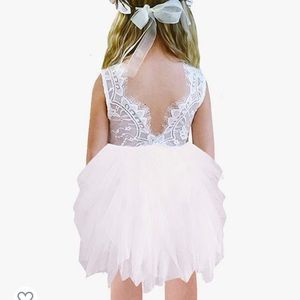 Lace back tutu flower girl dress